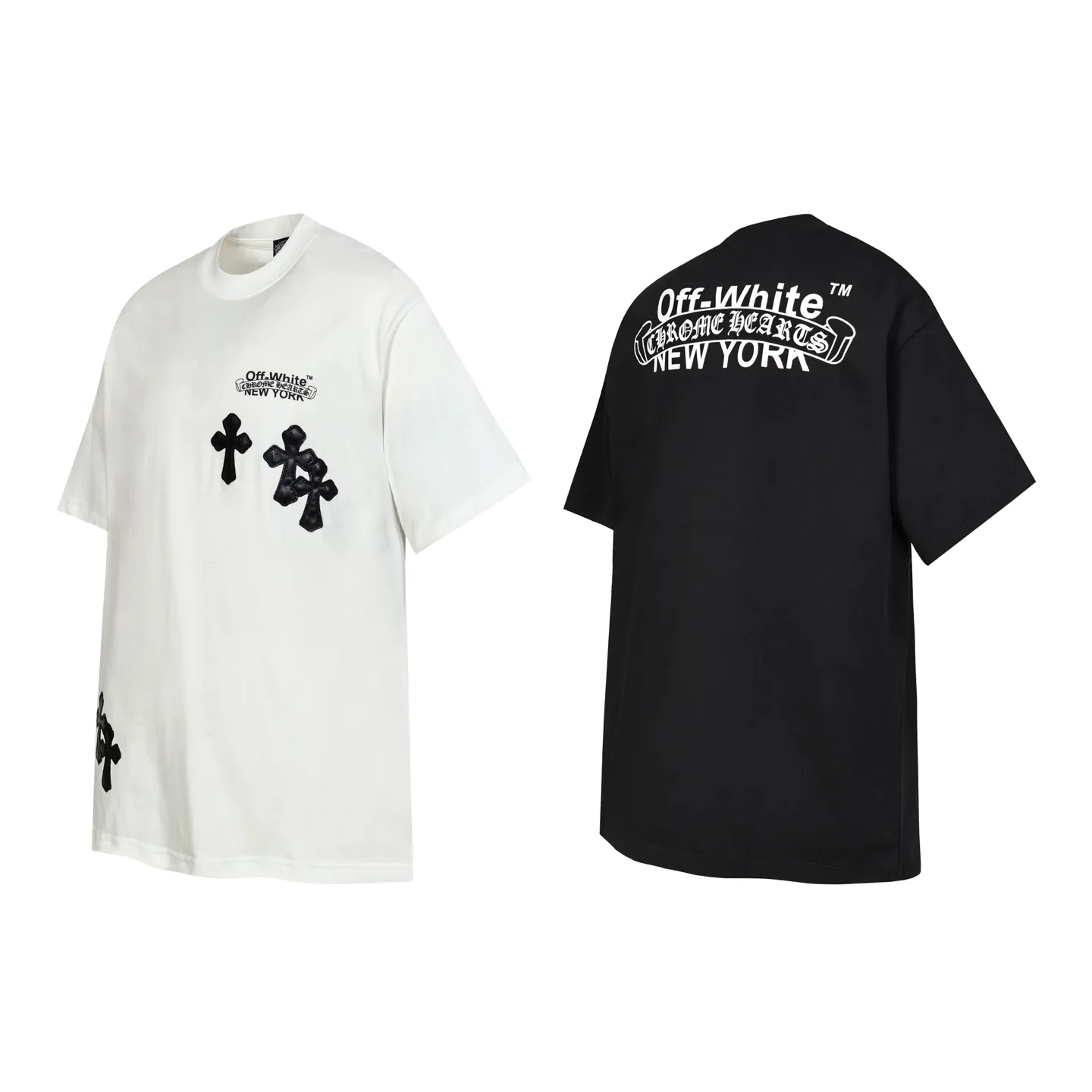 P150 Cross-border model, please do not place an order if you are pursuing quality - Chrome Hearts/Chrome Hearts joint Off white cross-leather short-sleeved T-shirt - High weight, high density, high quality, soft, delicate and skin-friendly wool, soft and silky to the touch, excellent warmth and skin-friendly properties - Custom-woven and custom-dyed, no color difference, no matter the fabric or workmanship details, beat the ordinary version on the market -Colour: black white -Size: S M L XL